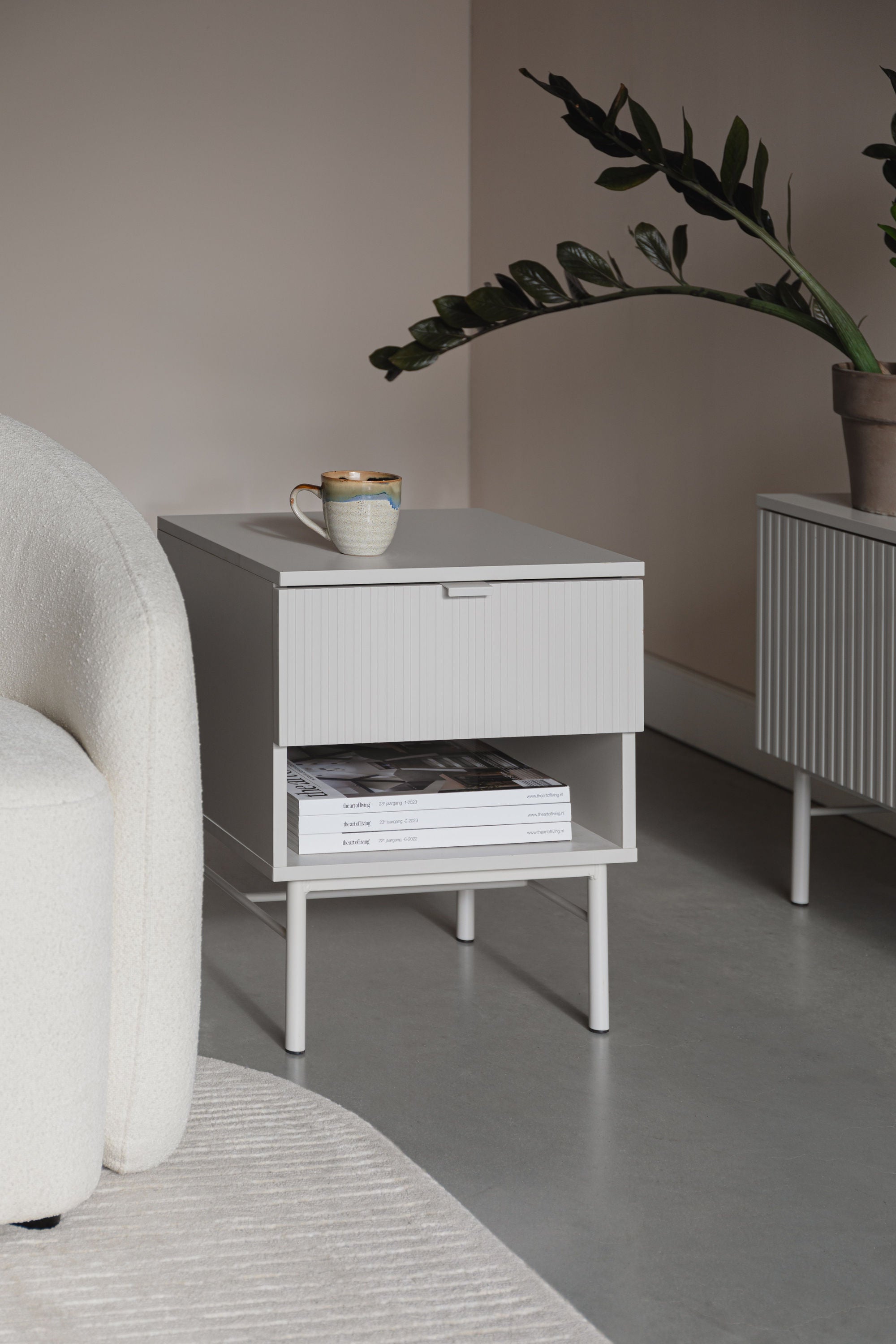 Cayo White Bedside Table